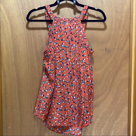 100% Silk 81 Poppies Tank Top in Chinese Red Size 6 - Picture 3 of 3